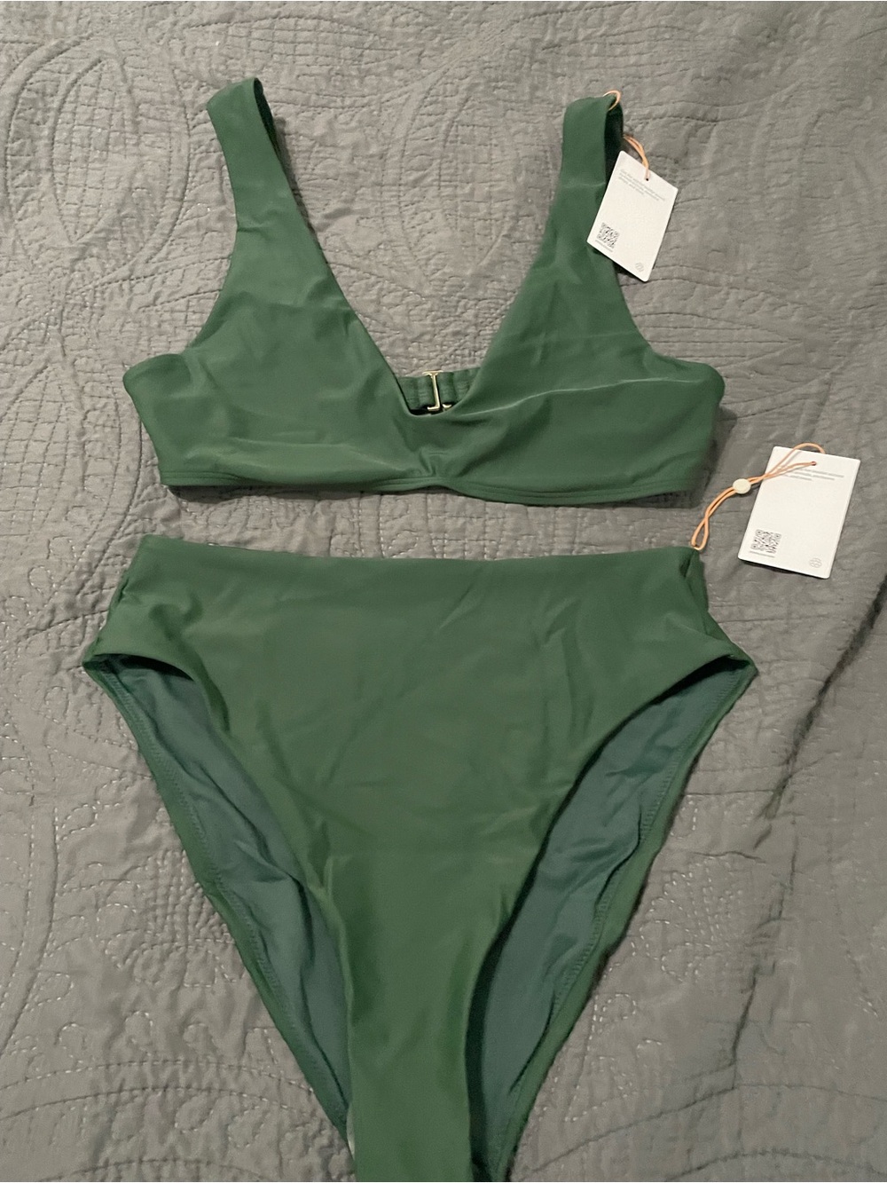 Quince  High-Waist Bikini Set -Palm green